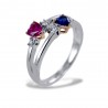 Bague IO E TE avec Coeur Saphir et Coeur Rubis avec Diamants 00266