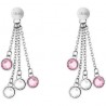 Boucles d'oreilles pendantes Liu Jo avec cristaux roses et blancs LJ1164