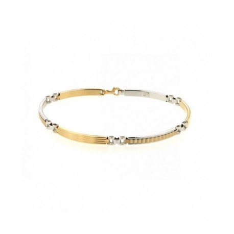 Men's bracelet with boxed plates in white and yellow gold BR851BG