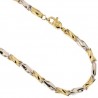 Men's tubular chain bracelet in white and yellow gold BR876BC