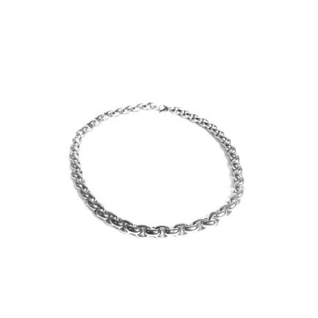 BR887B white gold tubular men's bracelet