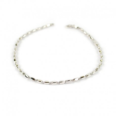 Bracelet homme chaîne tubulaire en or blanc BR915B