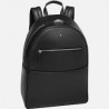 Backpack in black leather and Mont Blanc fabric 116754