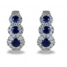 Boucles d'oreilles trilogie saphir et contour diamant 00353