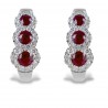 Boucles d'oreilles trilogie de rubis et contour de diamant 00355