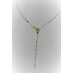 Collier pendentif chapelet avec des perles en or jaune et blanc 18 kt