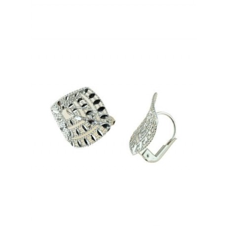 boucles d'oreilles losange avec crochet monachina en or blanc O2055B