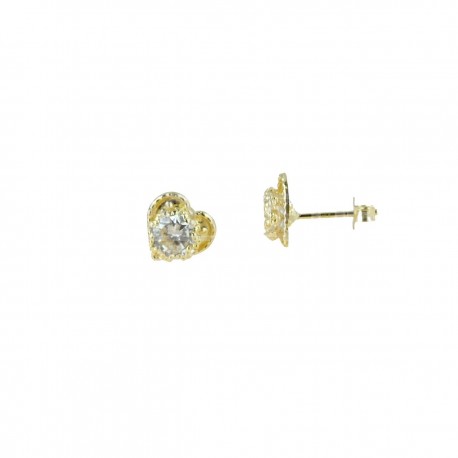 boucles d'oreilles cœur point lumineux en or jaune O2096G