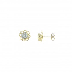 boucles d'oreilles fleur avec point lumineux en or jaune O2097G