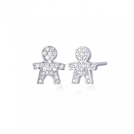 baby zircon earrings in white gold O2111B