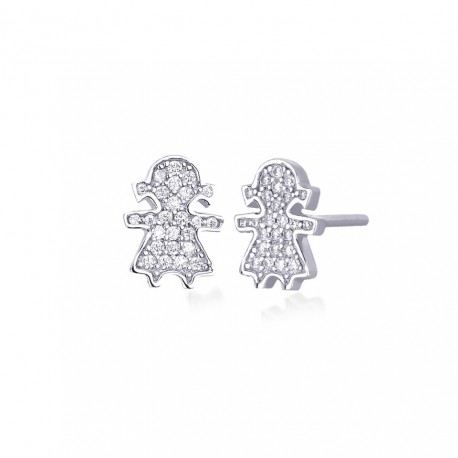 baby zircon earrings in white gold O2112B