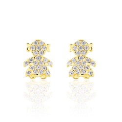 Boucles d'oreilles fille Zircon en or jaune O2115G