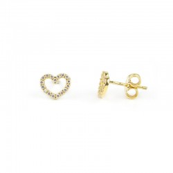 heart earrings with zircons in yellow gold O2133G