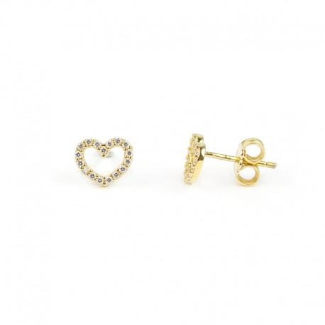 heart earrings with zircons in yellow gold O2133G