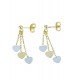 boucles d'oreilles pendantes avec plaque coeurs en or blanc et jaune O2189BG