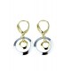 boucles d'oreilles pendantes avec ovales usinés et sphères brillantes en or jaune O2184BG