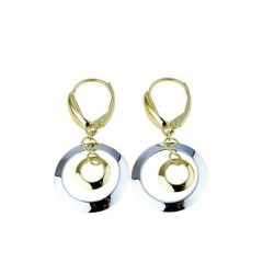 pendant earrings with machined ovals and shiny spheres in O2184BG yellow gold