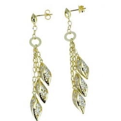 openwork and twisted pendant earrings in white and yellow gold O2194BG