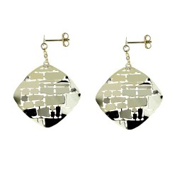 pendant earrings with perforated rhombus in O2201G yellow gold