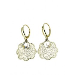 boucles d'oreilles pendantes avec fleur ajourée et ondulée avec crochet monachina O2183BG