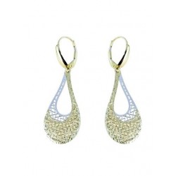 boucles d'oreilles pendantes ajourées en or blanc et jaune O2185BG