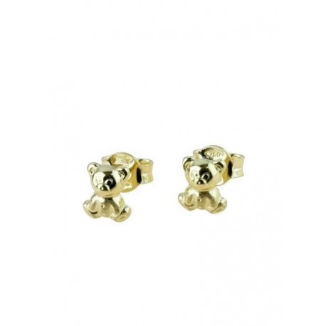 boucles d'oreilles ours en peluche en or jaune pour fille O2291G