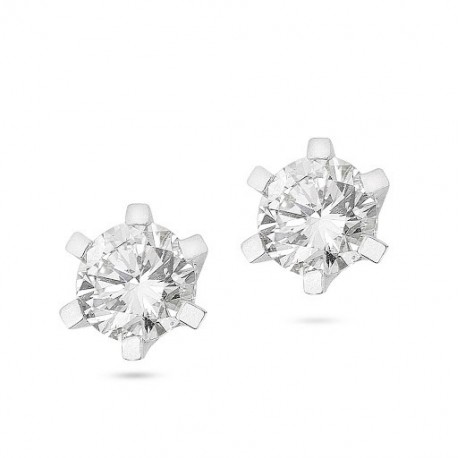 6-claw light point earrings in white gold O2686B