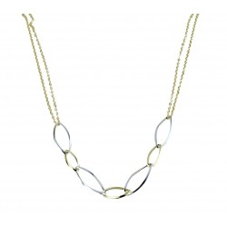 necklace with oval link chain in white and yellow gold C1809BG