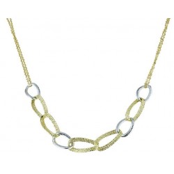 necklace with oval link chain worked in yellow and white gold C1810BG