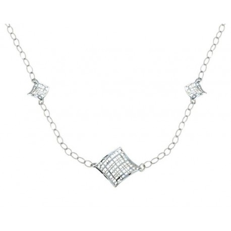 chain choker with rhomboid links in white gold C1835B