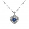 Collier avec pendentif coeur Saphir 0.29 avec contour diamant 00430