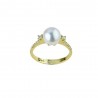 Ring mit Perle und Zirkonen aus 18 kt Gelbgold A2448G