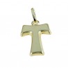 hollow satin tau pendant in 18kt yellow gold C1444G