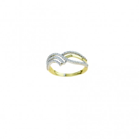 ausgefallener Ring mit Cubic Zirkonia Pavé in 18 kt Gelbgold A2404G