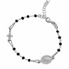 bracelet chapelet en or blanc avec grains de spinelle noirs BR1967B