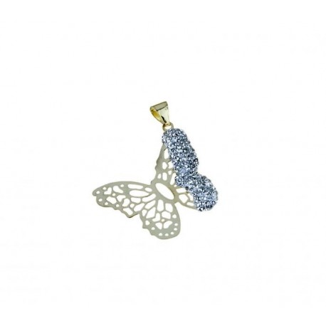 Pendentif papillon fendu avec zircone cubique C1328G