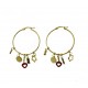 Boucles d'oreilles créoles avec charms pendants O3279G