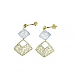 Drop earrings with openwork and wavy rhombus O2181BG