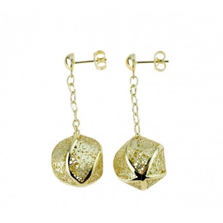 Drop earrings with openwork sphere O2198G