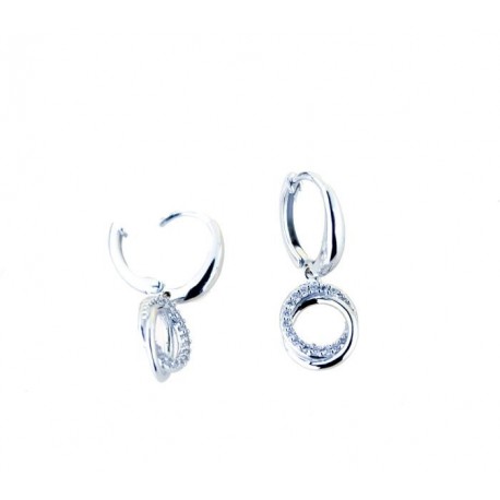 Boucles d'oreilles pendantes double cercle O2917B