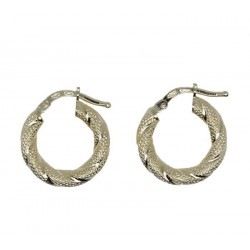 Shiny and knurled hoops earrings O3356G