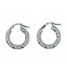 Shiny and knurled hoops earrings O3357B