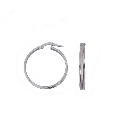 hoop earrings with polished edge and central hollowed satin O3197B