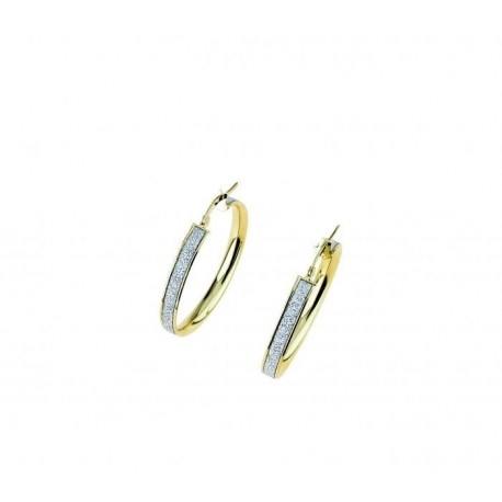 Wide band hoop earrings with glittery outer edge O2266BG