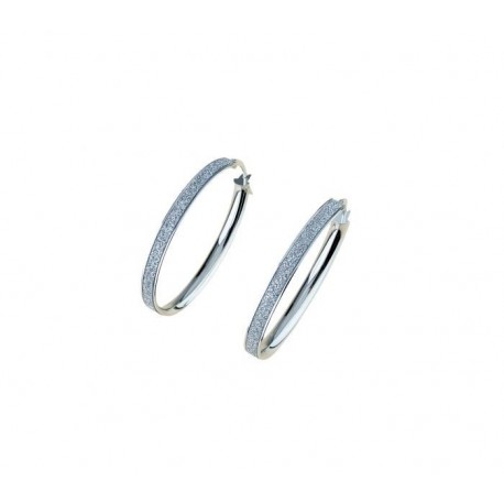 Wide band hoop earrings with oval glittered outer edge O2270B