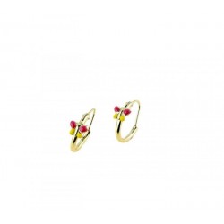 Circles earrings with enameled butterfly O2349G