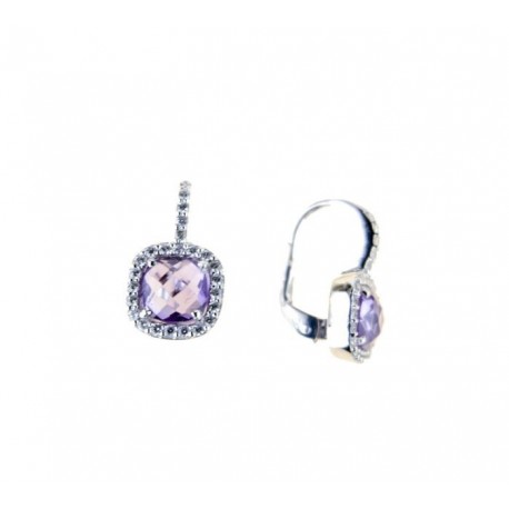 Boucles d'oreilles avec pierre violette et zircons O2841B