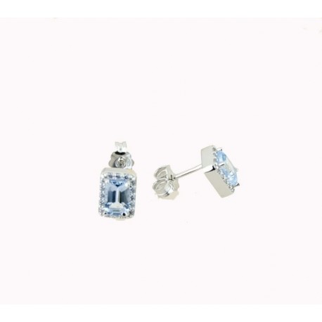 Boucles d'oreilles avec pierre bleu clair et pavé d'oxydes de zirconium O2928B