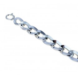 Rolled chain bracelet with shiny and worked links BR967B