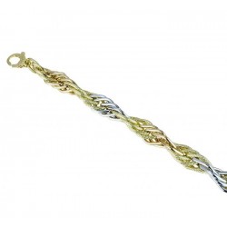 Chain bracelet with shiny and twisted knurled links BR976BGR